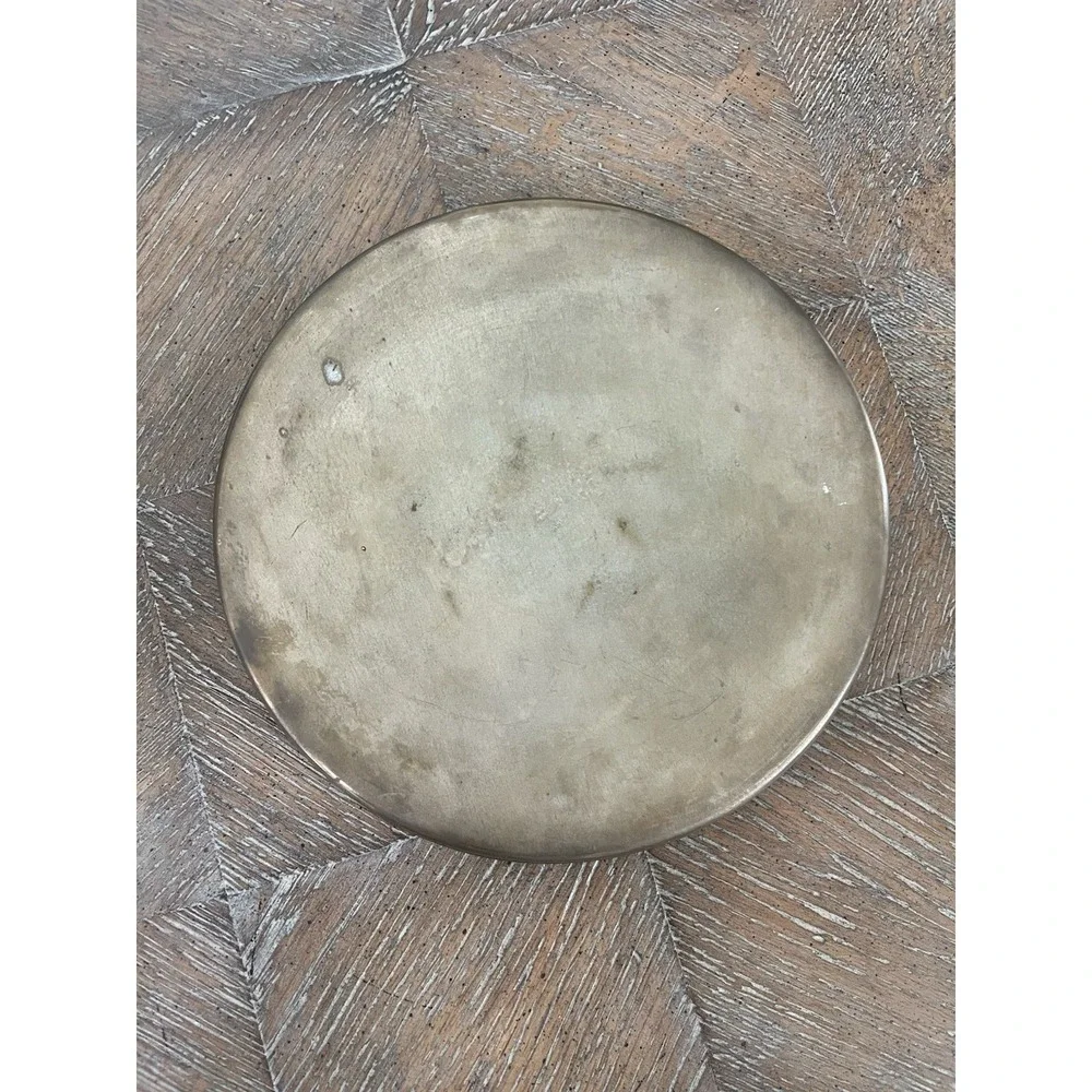 Vtg Brass Tray Etched Floral Design Reticulated Sides Boho 8.25